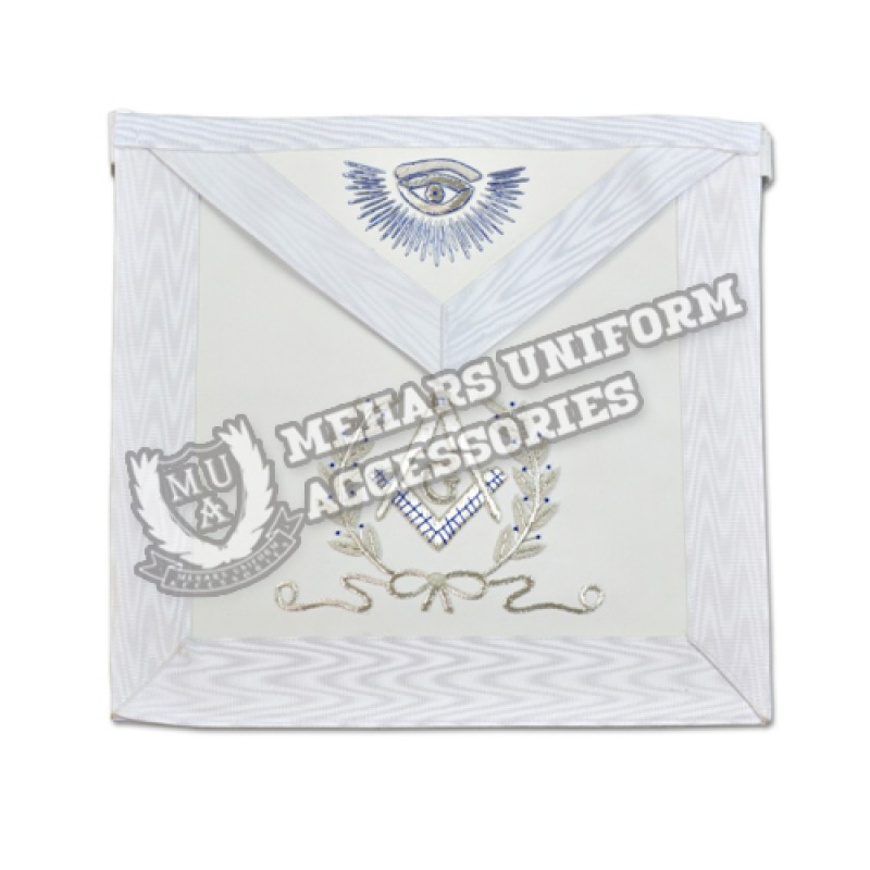 White-Master-Mason-Masonic-Apron-with-Silver-Bullion