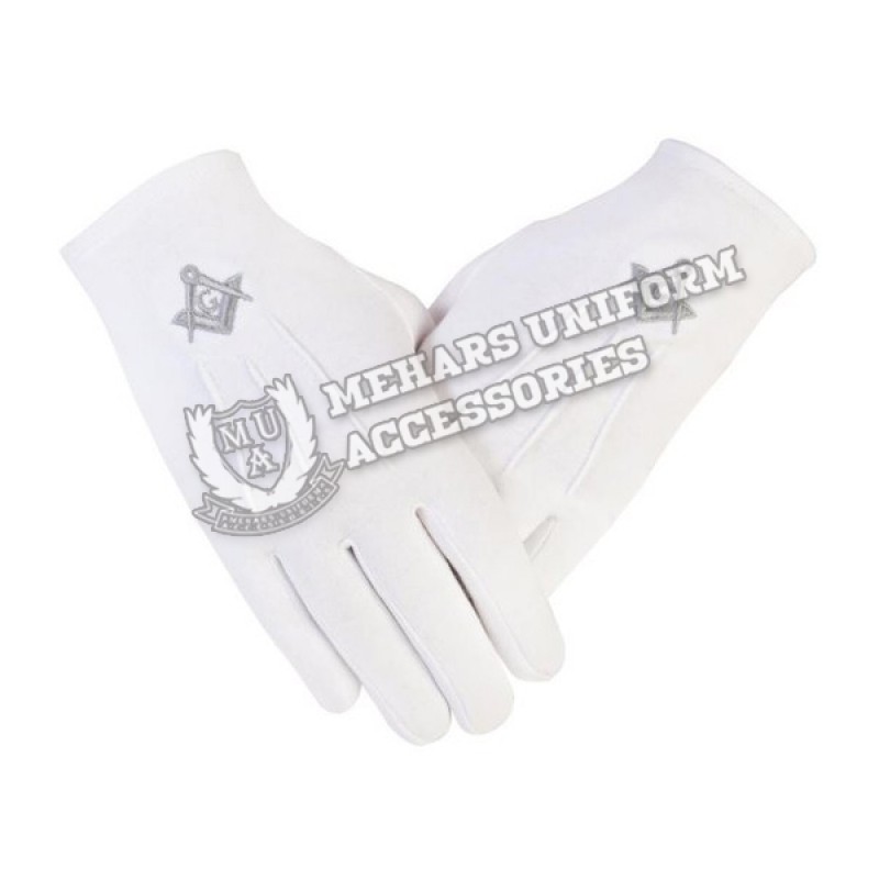 Freemason Masonic Cotton Gloves in Silver PCI SC G