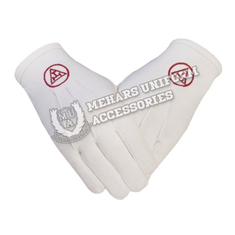 Royal Arch Masonic Symbol in Cotton Gloves The Triple Tau symbol