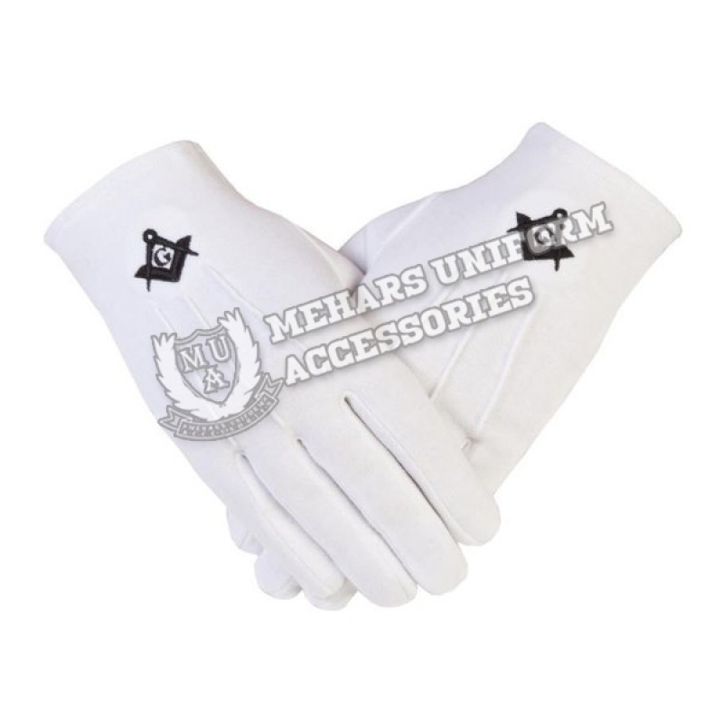 Freemason Masonic Cotton Gloves in PCI Black SC G