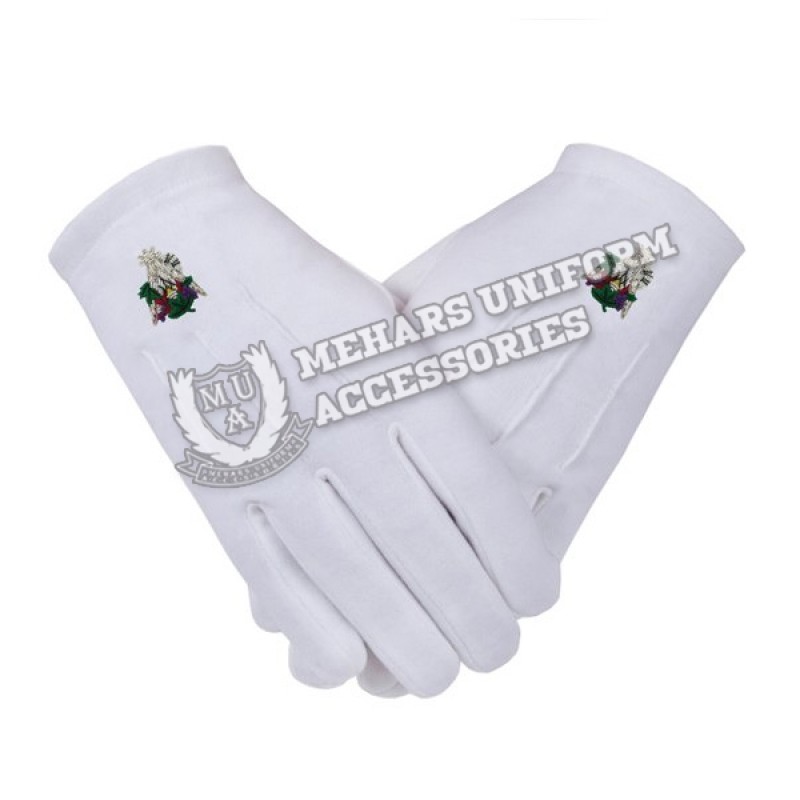 Masonic Freemasons Stewards Cornucopia Cotton Gloves Hand embroidered
