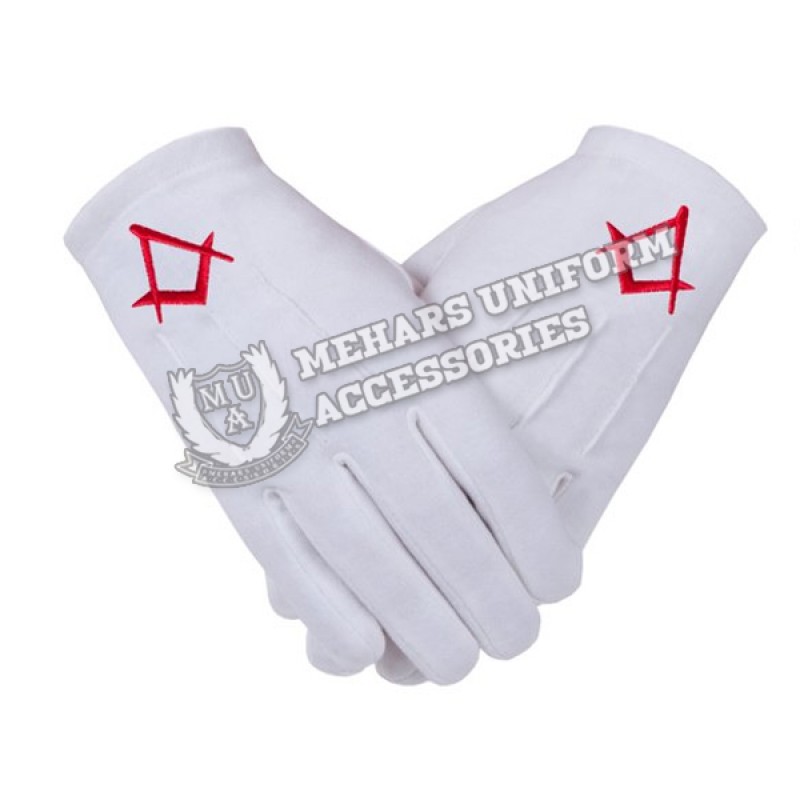 Freemason Masonic Gloves In Cotton in Red S C