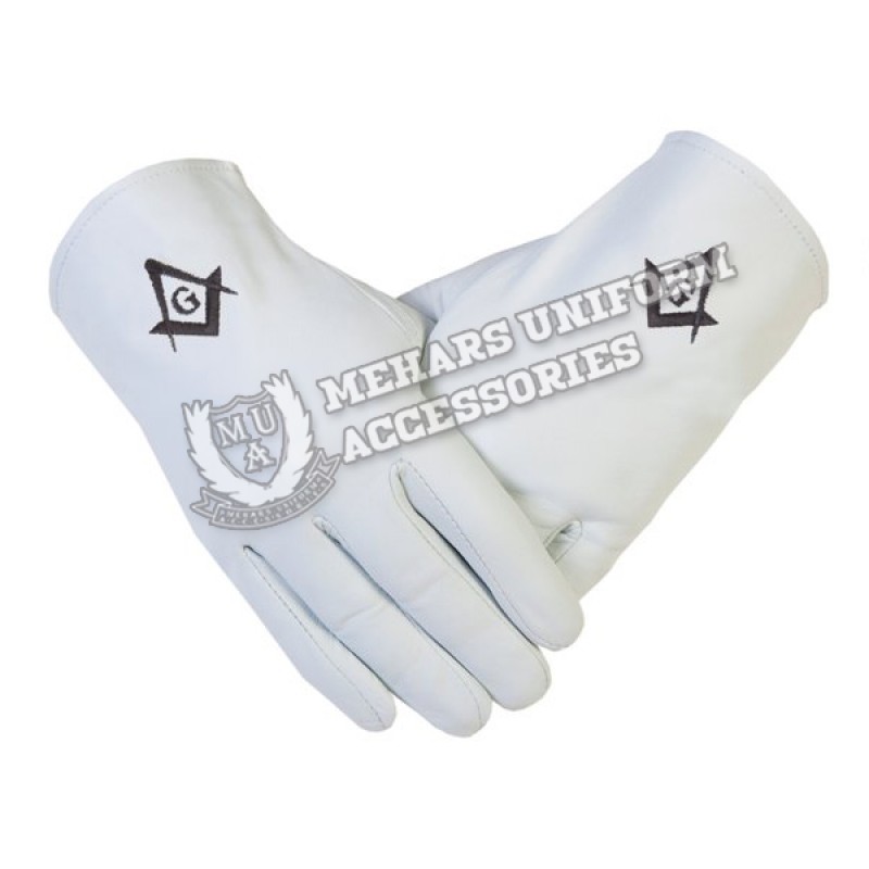 Freemason Masonic Real Leather Gloves in Black SC G
