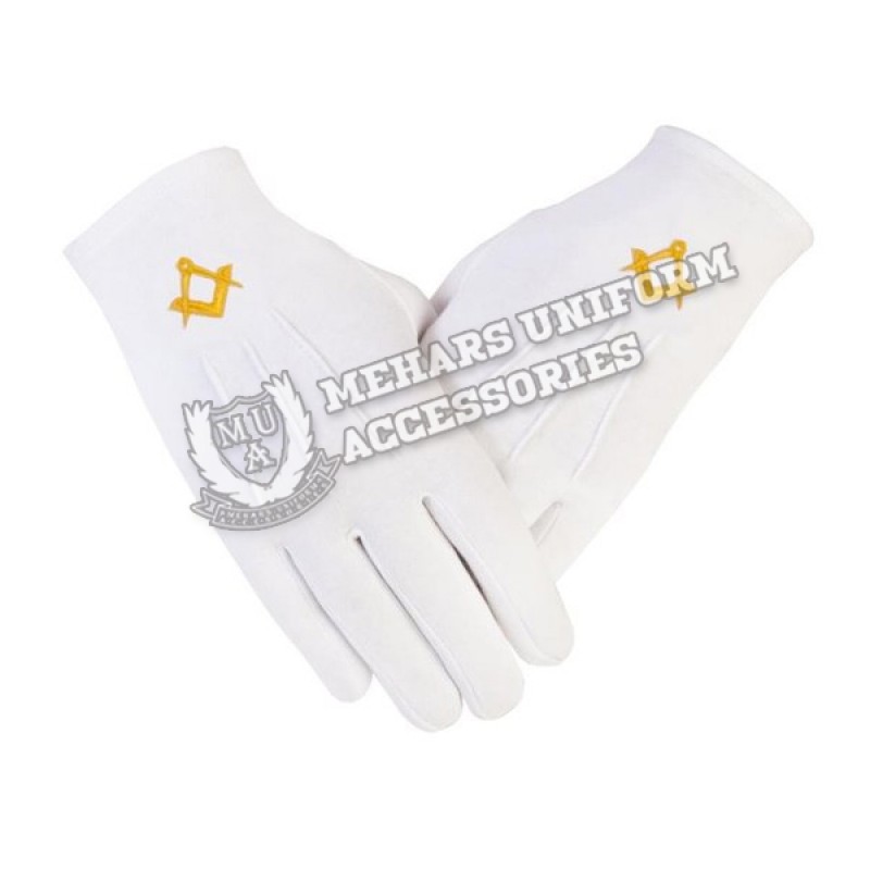 Freemason Masonic Cotton Gloves in Gold PCI S&C